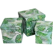 ALEF Elegant Decorative Themed Nesting Gift Boxes -3 Boxes- Nesting Boxes Beautifully Themed and Decorated! (Sq Leaf Pattern)