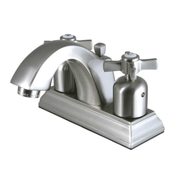 Kingston Brass FSC4648ZX Millennium 4 in. Centerset Bathroom Faucet with Pop-Up Drain, Brushed Nickel