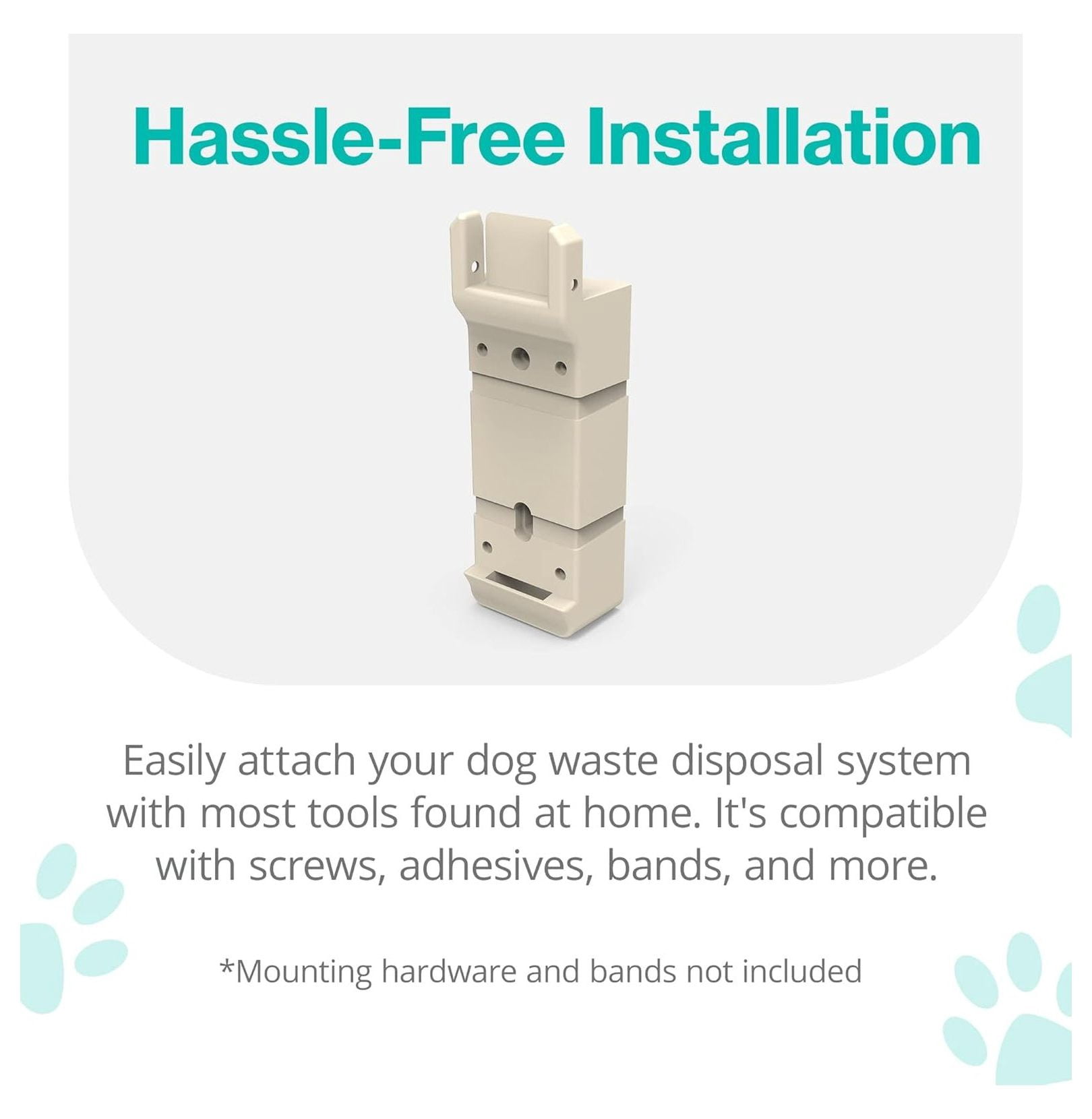 Pet Waste Station Mount - Indoor Outdoor Dog Poop Bag Dispenser Holder Kit - Wall & Post Mounting Bracket - Compatible with Most Trash Cans - Secure & Space Saving
