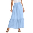 thumbnail image 2 of Tiered Maxi Skirt with Pockets, High Waisted A-Line Long Skirt, Casual Flowy Summer Skirt, 2 of 6