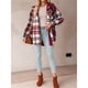 thumbnail image 5 of Chaqueta de Franela con Capucha y Cuadros para Mujer, Abrigo Grueso de Invierno para Mantener el , Chaqueta de Forro Cálida y Suave con Botones Rojo XXL, 5 of 10