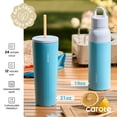 thumbnail image 4 of Carote 2PCS Insulated Stainless Steel Tumbler, Highlight Series Water Bottles, 19 fl oz & 21 fl oz, Straw/Push, Blue, 4 of 8
