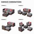 thumbnail image 6 of Patio Furniture Set, 5-Piece Outdoor Conversation Set with Tempered Glass Bistro Coffee Table & Plush Cushions, All-Weather PE Wicker, Rust-Resistant Metal Frame, Gray, 6 of 8