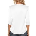 thumbnail image 6 of Womens Silk Satin Tops 3/4 Length Sleeve Shirts Round Neck Loose Casual Blouses Business Work Dressy Tshirts Outfits White 2XL, 6 of 6