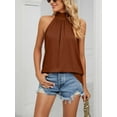 thumbnail image 4 of PULLIMORE Women's Sleeveless Tie Halter Tops Summer High Neck Tank Top Loose Casual Shirts Blouse （Caramel,L）, 4 of 6