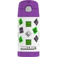 thumbnail image 1 of Bouteille isolée à pression de 12 Oz avec paille Funtainer de Thermos, Minecraft Fille, 1 of 5