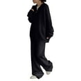 thumbnail image 6 of UPPADA Lounge Wear Sets,Two Piece Outfits Zip up Sweatshirt Sweatsuit Lounge Sets for Ladies Matching Set Wide Leg Sweatpant 2pc Trendy Tracksuit Black,Free Size, 6 of 6