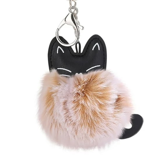 DESIGNICE Keychains For Women 8Cm Cute Cat Keychain Pendant Women Key Ring Holder Pompoms Key Chains
