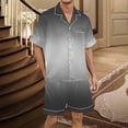 thumbnail image 2 of Men's Gradient Printed Silk Satin Short Sleeve Button Up Pajama Loungewear Set for Comfortable Sleep, 2 of 4