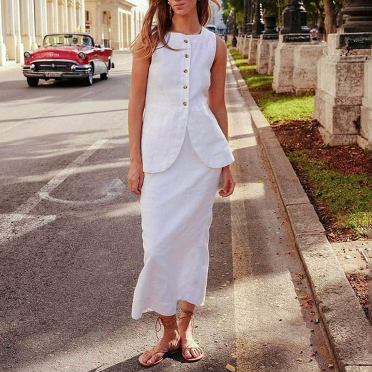 Two Piece Sets For Women Summer Old Long Vest Set Boho Maxi Skirt Set Linen Set  2 Piece Sets Going Out - Walmart.com
