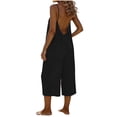 thumbnail image 2 of HongQid Women Jumpsuits Sleeveless Casual Wide Legs Backless Rompers Loose Overall with Pockets, 2 of 6