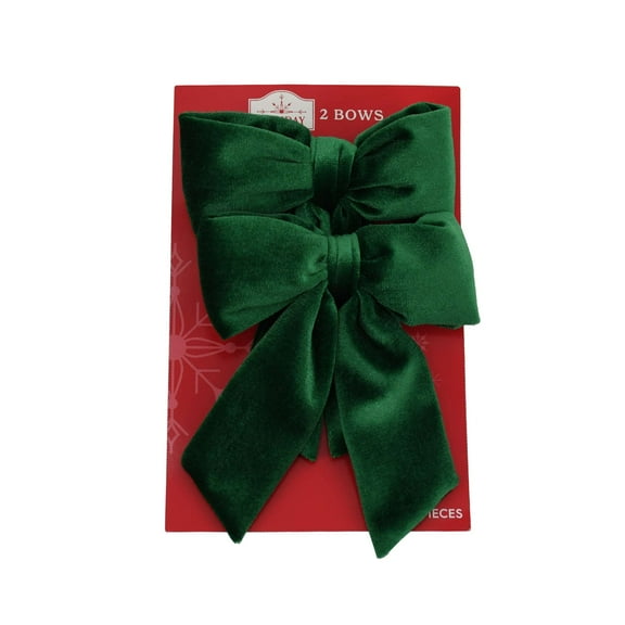 Green Velvet Bow Christmas Napkin Rings, 2 Count, by Holiday Time