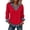 Red, variant on Women's Long Sleeve Shirts With Denim Collar Cuffs Buttons Decor V-Neck Tops Army Green L