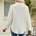 thumbnail image 3 of REORIAFEE Womens Sweaters 2023 Fall Casual Knit Pullover Long Sleeve Crew Neck Solid Color Sweater Casualwear Knit Pullover Fitted Pullover Fashion Sweater White S, 3 of 4