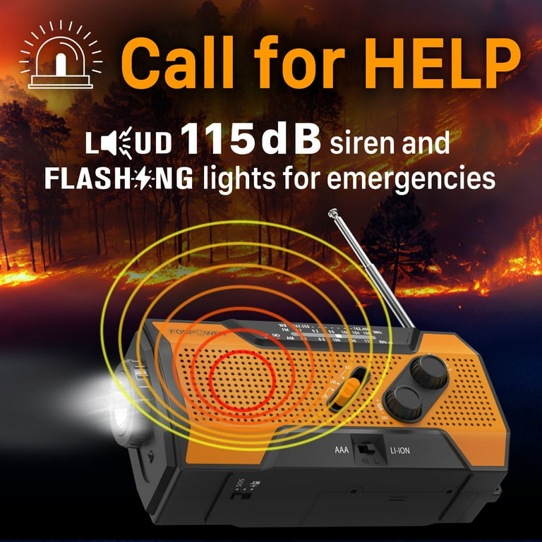 Aivica Emergency Hand Crank Radio With 10000mAh/37000mWh Battery Backup, AM FM NOAA