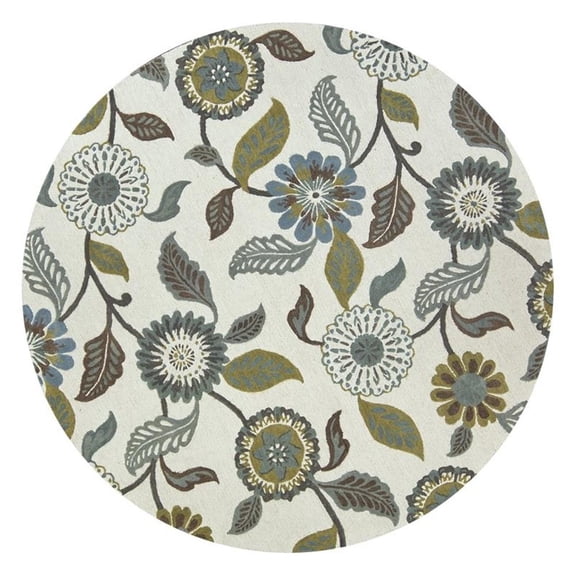 Alora Decor Milan 10' Round Floral Sage/Blue-Teal/Gray/Rust/Blue Area Rug