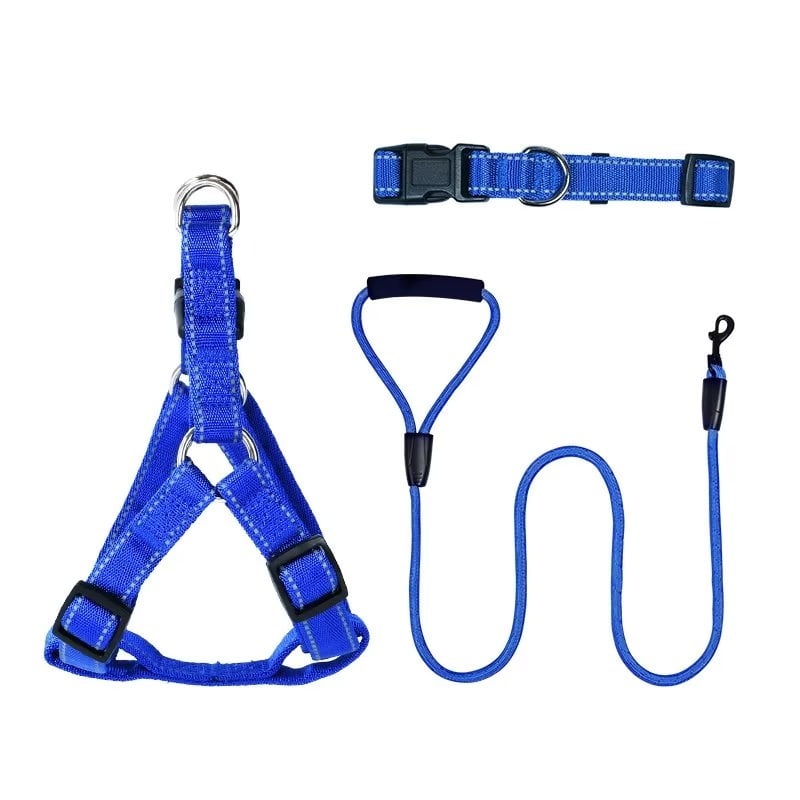 LOEFME No Pull Dog Harness Set Adjustable Reflective Dog Collar Harness and Leash for Runs