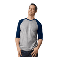 thumbnail image 3 of Gildan Heavy Cotton Raglan Three-Quarter Sleeve T-Shirt Unisex Classic fit Tee, Men's Raglan T-Shirt, Sport Grey/ Navy M, 3 of 6