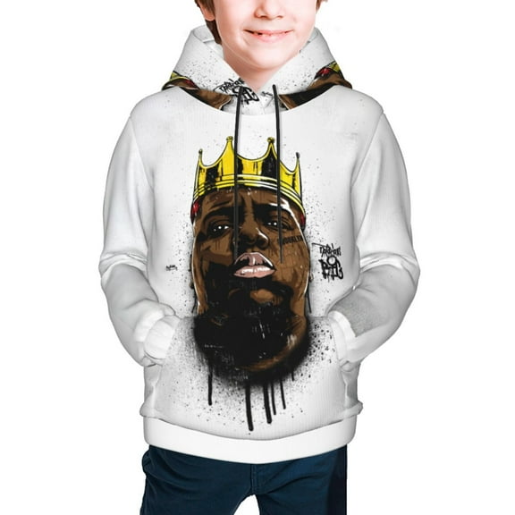 The Notorious B.I.G Kids' Hoodie 3D Print Sweatshirt Soft Pullover Hooded with Big Pockets Fans Gifts for Boys or Girls Small