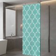 thumbnail image 4 of Blue Green Moroccan Window Privacy Film, Morocco Retro Abstract Quatrefoil Plaid Static Cling UV Sun Blocking Tint Film Heat Control Windows Films for Bedroom Bathroom, Window Stickers 23.6"x59", 4 of 8