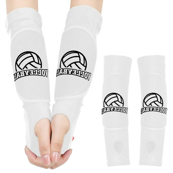 Volleyball Arm Sleeves for Girls with Protection Pads, Youth Forearm Sleeves with Thumbhole, Breathable Nylon Spandex for Passing Training, 1 Pair