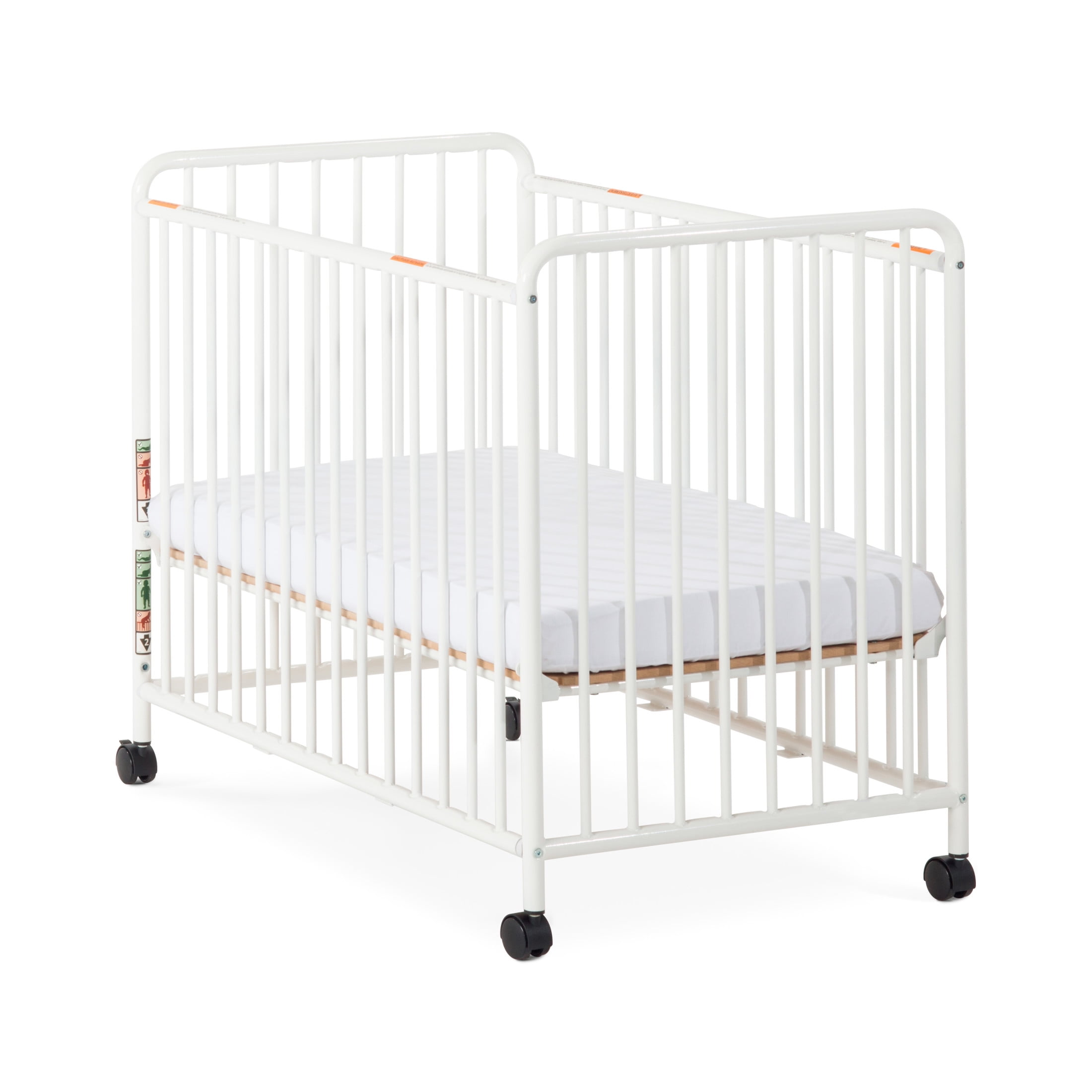 Child Craft Siesta Non-Folding Portable Crib with 2" Mattress, Durable Metal Frame, White