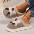 thumbnail image 5 of Xfvqtps Fuzzy Slippers for Womens Christmas Fluffy Slippers Large Size Cute Elk Pattern Memory Foam Thick Bottom Non Slip Indoor House Warm Winter Cozy Slippers Khaki, 5 of 9
