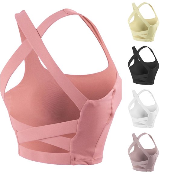 Gunia Built In Bra Women Tank Tops Shockproof Running Sports Bra With Padded Inserts Back Yoga For Training Workout Vest Cami Tops For Women Light Pink