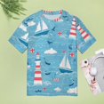 thumbnail image 4 of Nautical Lighthouse Sailboats Women's Short Sleeve T-Shirt Crew Neck Casual Summer Trendy Loose Fit Tops, 4 of 7