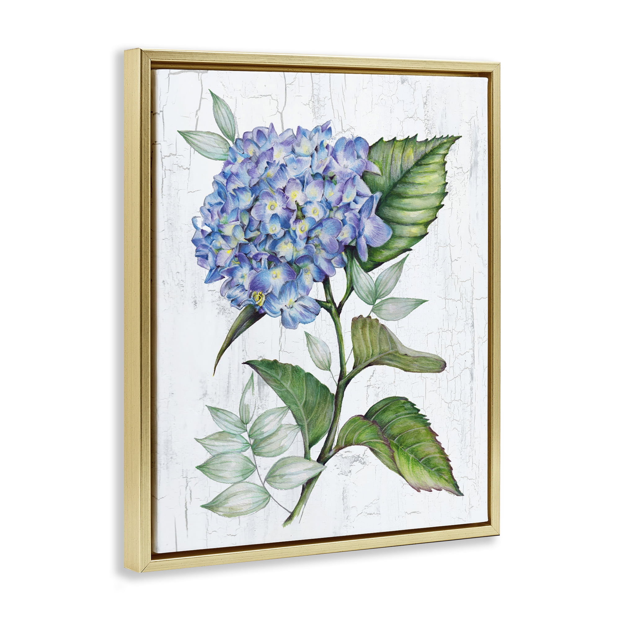Stupell Industries English Manor Hydrangea Plants & Flowers Painting Gold Floater Framed Canvas Art Print Wall Art, 25 x 31