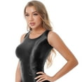 thumbnail image 2 of YONGHS Women's Mesh Sheer Glossy Tank Top Stretchy Sleeveless Sportswear Workout Yoga Vest Tops Black L, 2 of 5