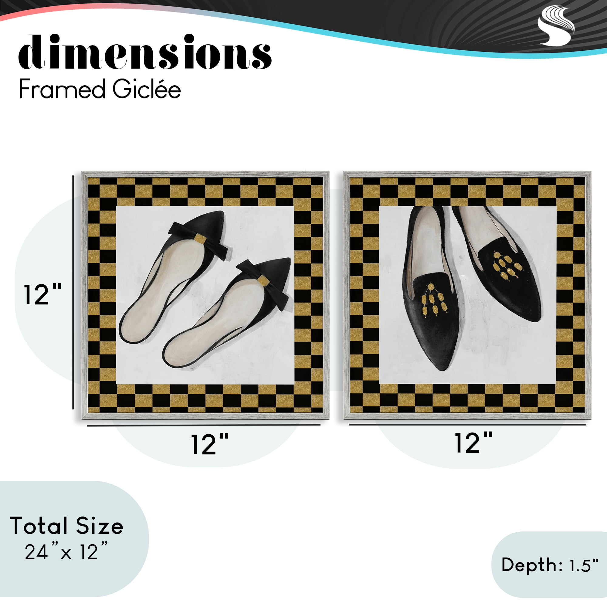 Stupell Industries Black Flats & Sliders 2 Piece Gray Framed Giclee Art Set, design by Lorenzo Collective