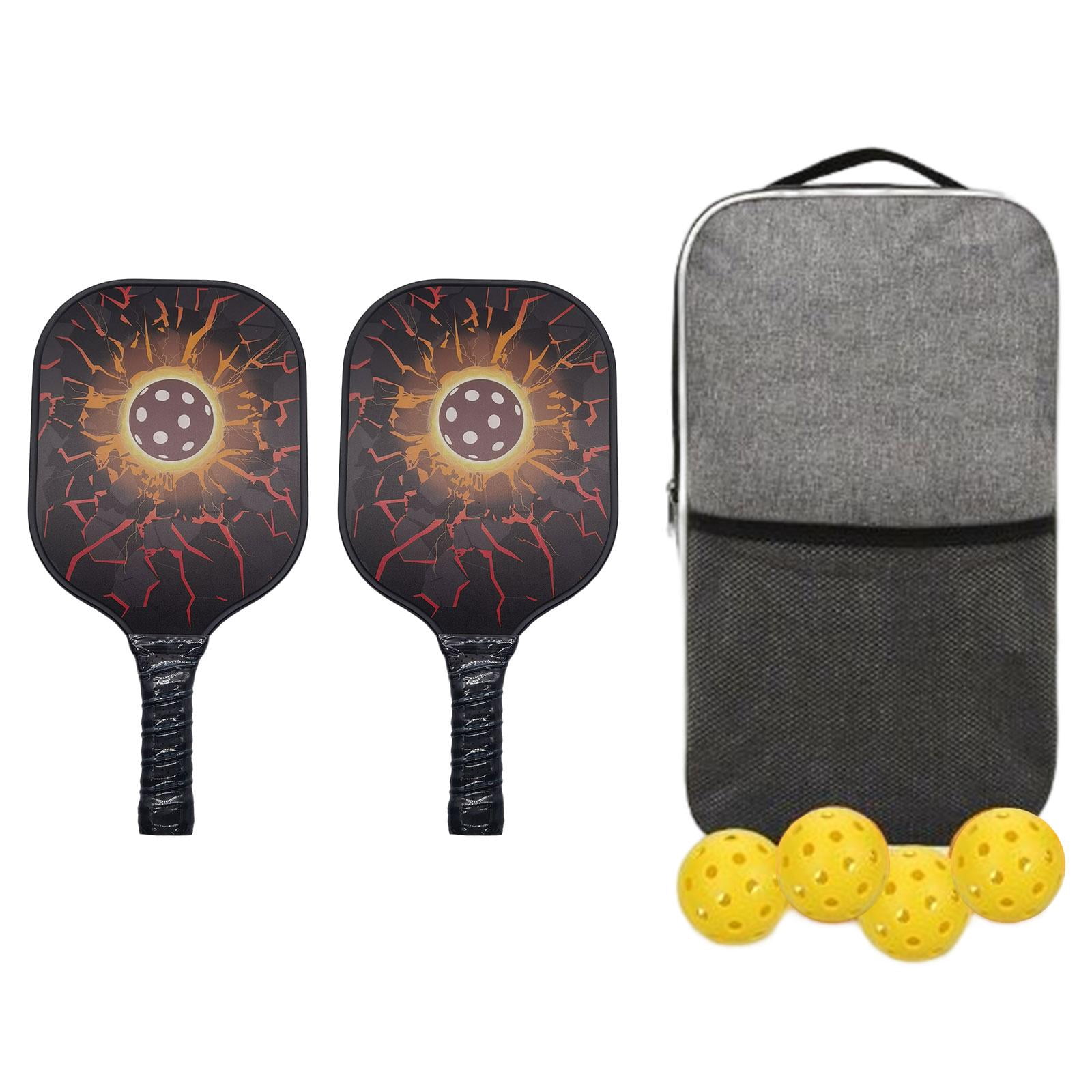 DimyFew Lightweight Pickleball Paddle Set 4x Pickleballs Balls Comfort Grip with Storage Ball Pattern