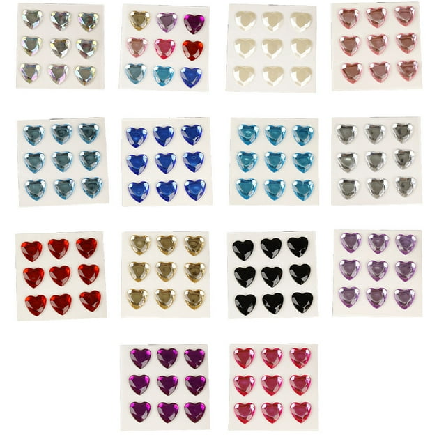 10 Sheets Rhinestone Stickers Children Hand Acrylic Decals Three-dimensional Student DIY Love Heart Crafts Label Table Party Water Blue
