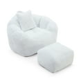 thumbnail image 4 of MDQMD 45"Giant Bean Bag Chair with Ottoman Pillow Armrest Ultra Soft Fluffy Faux Fur Oversized Comfy Lazy Sofa Memory Foam Floor Sofa Chair for Adults Living Room Bedroom Gaming White, 4 of 9