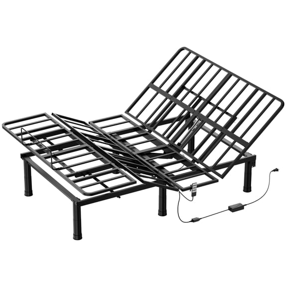 SunsGrove Cal King Electric Adjustable Bed Frame - Wired Remote, Independent Head & Foot Incline, 2-Height Legs, Easy Assembly