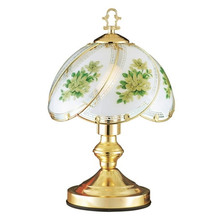 Gold-tone Touch Lamp with Glass Shade Magnolia Floral Design - Perfect for Your Desk or Bedside (Best Potted Plants For Shade)