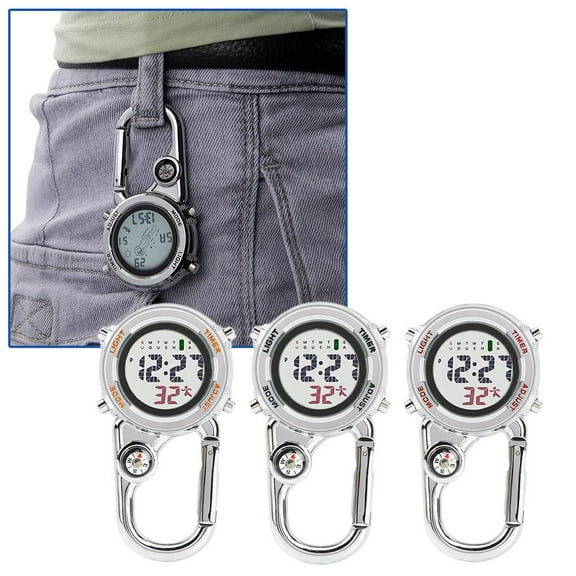 FurNest Backpack Clip On Belt Carabiner Digital Sports Fob Watch For Nurse Doc