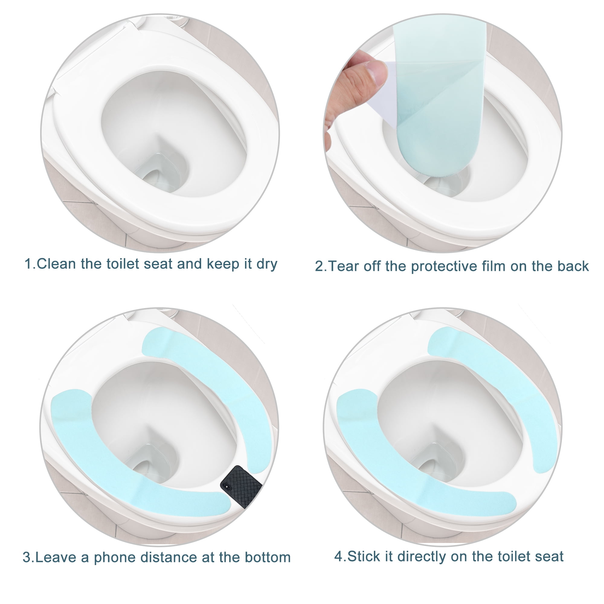 Unique Bargains 4pair Toilet Seat Cover Pad Bathroom Warm Toilet Seat Cushion Reusable Multi-color S