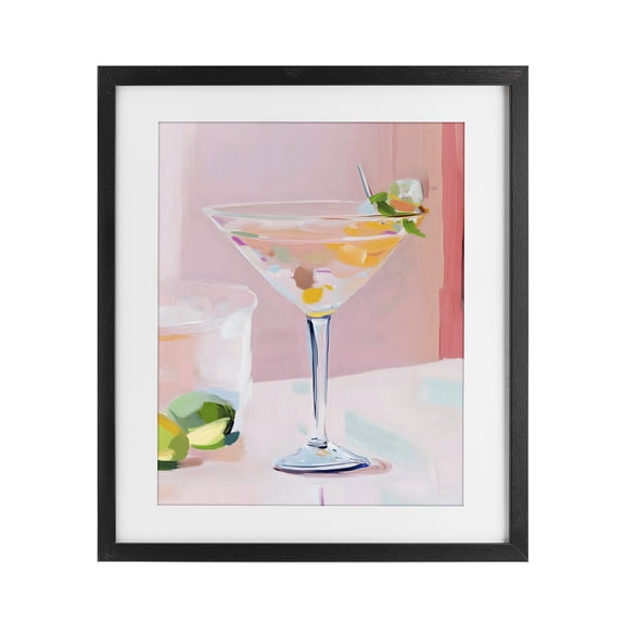 Stupell Industries Pink Martini Bar with Lime Black Framed Print Under Glass, design by The Prints Vibe