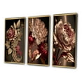 thumbnail image 3 of Designart "Gilded Rose with Vintage Glamour I" Floral Framed Wall Art Set Of 3 - Pink Traditional Frame Canvas Set For Living Room Decor, 3 of 6