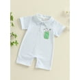 thumbnail image 4 of Qmyliery Baby Boys Summer Striped Jumpsuit Short Sleeve Turn Down Collar Button Up Golf Shaft Embroidery Romper 3 6 12 18 Months, 4 of 9