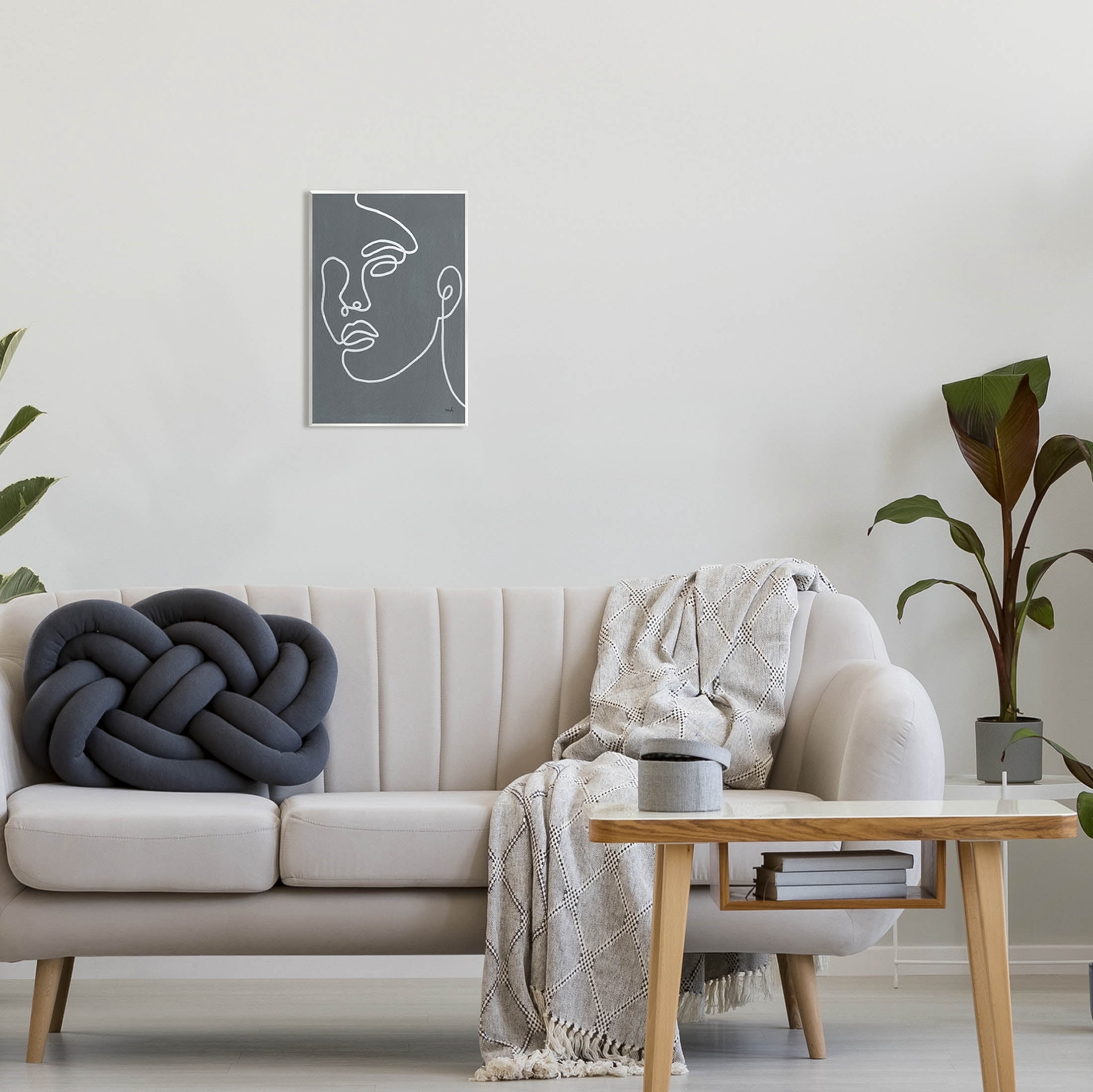 Stupell Industries Grey Minimal Doodle Face Girl Graphic Art Unframed Art Print Wall Art, Design by Moira Hershey