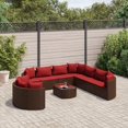 thumbnail image 1 of vidaXL 10 Piece Garden Sofa Set with Cushions Brown Poly Rattan, 1 of 5
