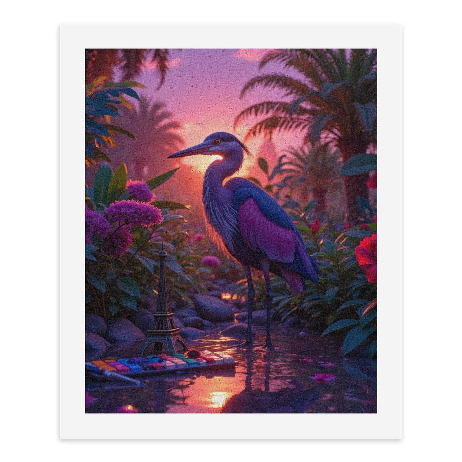 Paint By Numbers Kit for Adults Beginner - Heron Sunset Tropical Art Palette DIY Canvas Painting Kits for Adults, Frameless Paint By Number for Adults for Home Wall Decor 16x20 Inch