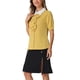 thumbnail image 4 of CAMISA DE TRABAJO DE MANGA CORTA CON VOLANTES Y BOTONES PARA MUJERES CON COLLAR EN CONTRASTE Y LAZO XL AMARILLO, 4 of 5