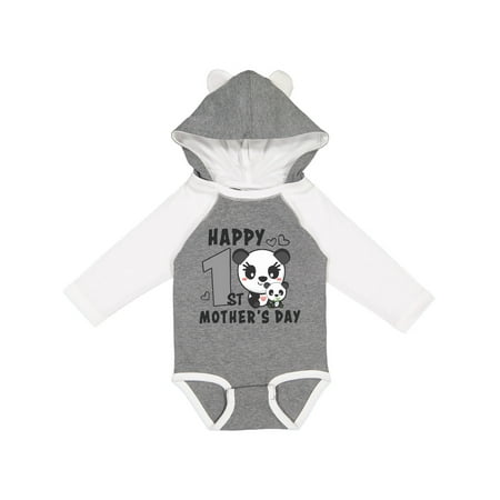 

Inktastic Happy First Mothers Day with Panda Bears Gift Baby Boy or Baby Girl Long Sleeve Bodysuit