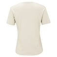 thumbnail image 6 of TRUBKH Short Sleeve Shirts for Women V Neck T Shirts for Women Crop Top Tee Shirts for Women's Fashion Clothes for Every Occasion Cotton Linen Cardigan Summer Chic Workout Tshirts Beige L, 6 of 9