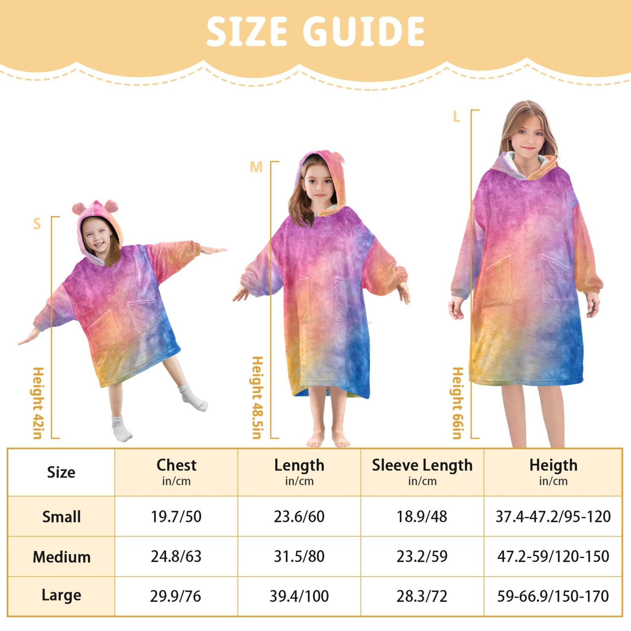 joogoo Wearable Blanket Hoodie Purple Blue Tie Dye for Flannel Sherpa Pocket 3-14 YR S