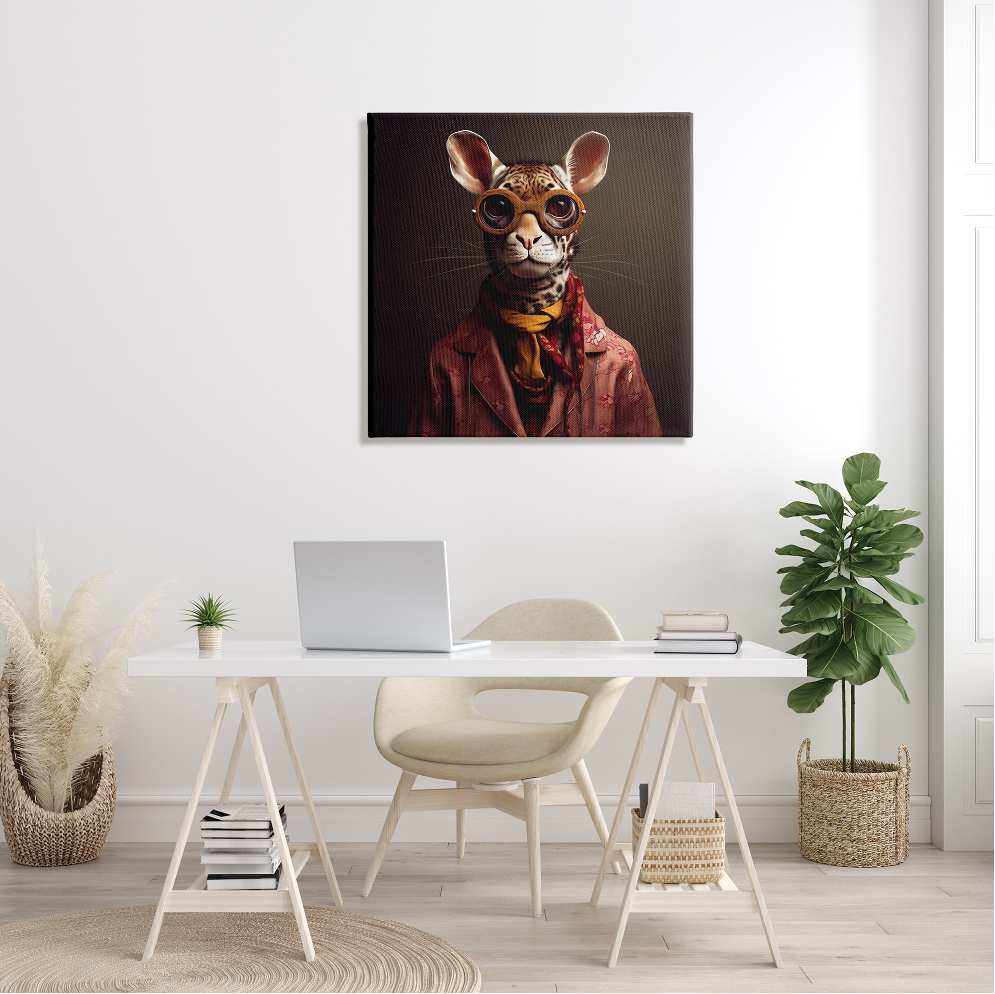 Stupell Industries Snazzy Wildlife Animal Fashion Animals & Insects Painting Gallery Wrapped Canvas Art Print Wall Art, 30 x 30